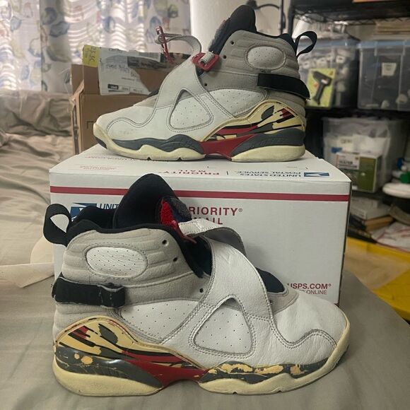 305368-101 Air Jordan 8 VIII Retro 2002 Bugs Bunny 5Y Womens 6.5 or 7 White Red - Picture 2 of 16